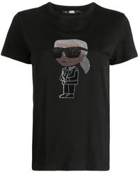 Karl Lagerfeld - Ikonik Rhinestone-embellished T-shirt - Lyst