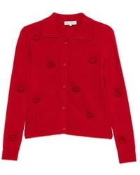 Stine Goya - Floral-Appliqué Polo Cardigan - Lyst