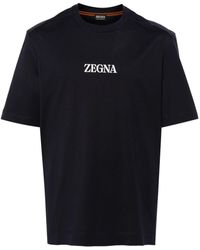 Zegna - Logo-Appliqqué Cotton T-Shirt - Lyst