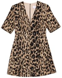 De Santis by Martin Alvarez - Leopard-Print V-Neck Mini Dress - Lyst