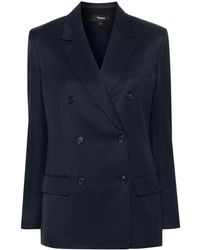Theory - Double-Breasted Twill Blazer - Lyst