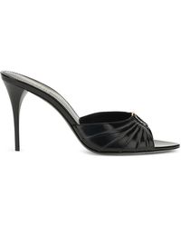 Saint Laurent - Babylone Ruched Leather Sandals - Lyst