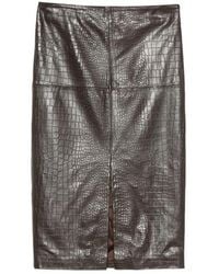 FEDERICA TOSI - Crocodile-Effect Leather Midi Skirt - Lyst