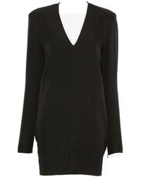FEDERICA TOSI - Padded-Shoulder V-Neck Mini Dress - Lyst