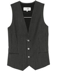 MM6 by Maison Margiela - Pinstripe-Pattern Sleeveless Waistcoat - Lyst