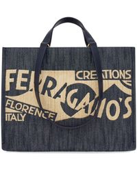 Ferragamo - Medium Venna Logo-Embroidered Tote Bag - Lyst