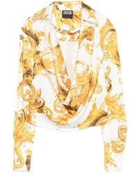 Versace Jeans Couture - Long-Sleeve Baroque-Print Blouse - Lyst