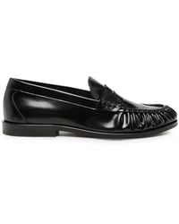 VINNY'S - Ruched-Detail Leather Loafers - Lyst