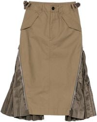 Sacai - Zip-Detail Midi Skirt - Lyst