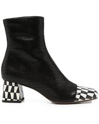 Chie Mihara - Volkiara Snake-Effect Checkerboard Ankle Boots - Lyst