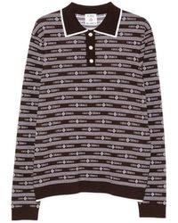 CASABLANCA - Dark Knit Logo Long Sleeve Polo Shirt - Lyst