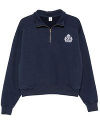 Sporty & Rich - Crest-Embroidered Quarter-Zip Sweatshirt - Lyst