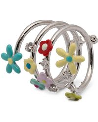 YVMIN - Flower-Motif Crystal-Embellished Spiral Ring - Lyst