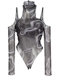 Julfer - Janet Semi-Sheer Layered Bodysuit - Lyst