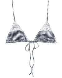Frankie's Bikinis - Elena Gingham Lace-Trim Bikini Top - Lyst