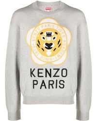 KENZO - Logo-patch Wool-cotton Sweatshirt - Lyst