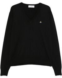 Vivienne Westwood - Mark Orb-Embroidered V-Neck Sweater - Lyst