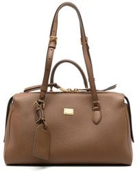 Dolce & Gabbana - Logo-Plaque Pebbled-Leather Tote Bag - Lyst