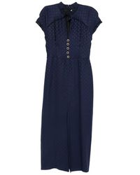 Alessandra Rich - Star-Print Tie-Neck Midi Dress - Lyst