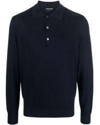 Tom Ford - Long-Sleeve Silk-Blend Polo Shirt - Lyst