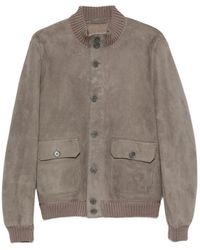 SANTORO - Suede Ribbed-Trim Jacket - Lyst