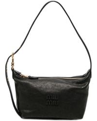 Miu Miu - Mini Spirit Logo-Embossed Leather Mini Bag - Lyst
