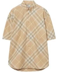 Burberry - Neutral Checked Cotton Shirt - Men's - Mother Of Pearl/cotton - Lyst