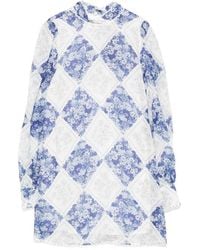 Twinset - Long-Sleeve Floral-Detail Mini Dress - Lyst