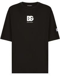 Dolce & Gabbana - Short-Sleeved T-Shirt With Dg Logo Patch - Lyst