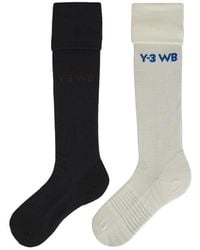 Y-3 X Wales Bonner - X Wales Bonner Logo-Print Knee-High Socks (Set Of Two) - Lyst