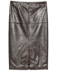 FEDERICA TOSI - Crocodile-Effect Leather Midi Skirt - Lyst