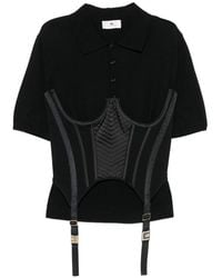 Elisabetta Franchi - Knit Bustier-Style Polo Shirt - Lyst
