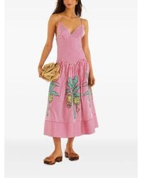 FARM Rio - Palm Tree Stripes Cutwork Organic Cotton Midi Dress - Lyst