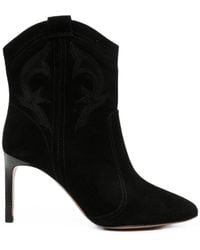 Ba&sh - Caitlin Embroidered Suede Cowboy Boots - Lyst