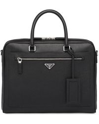 Prada Saffiano Leather Briefcase - Black