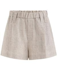 Brunello Cucinelli - Sparkling Linen Baggy Shorts With Monili - Lyst