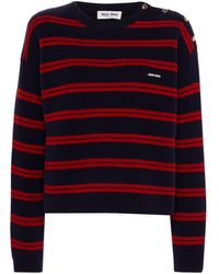 Miu Miu - Striped Knitted Jumper - Lyst