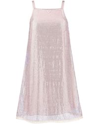 Prada - Rhinestone-Embellished Mesh Minidress - Lyst