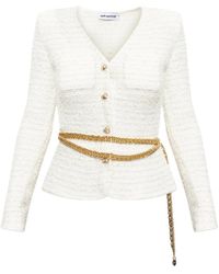 Self-Portrait - Belted Bouclé Cardigan - Lyst