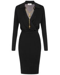 Elisabetta Franchi - Chain-Detail Wrap-Front Midi Dress - Lyst