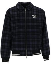 Drole de Monsieur - Slogan Check-Pattern Slogan-Print Bomber Jacket - Lyst