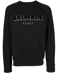 Balmain - Logo-Print Crew-Neck Sweatshirt - Lyst