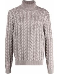 Fedeli Cable-knit Roll Neck Jumper - Grey