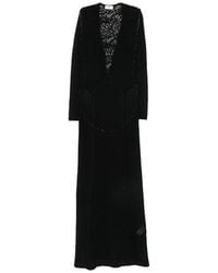 Elisabetta Franchi - Lace-Panelled Long-Sleeve Maxi Dress - Lyst