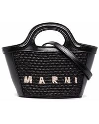 Marni - Raffia And Leather Tropiacalia Micro Satchel Bag - Lyst