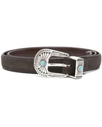 Eraldo - Engraved-Detail Suede Belt - Lyst