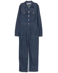 7 For All Mankind - Utility Front-Slit Maxi Denim Dress - Lyst
