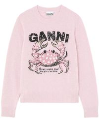 Ganni - Crab-Intarsia Sweater - Lyst