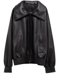 Balenciaga - Logo-Debossed Leather Jacket - Lyst