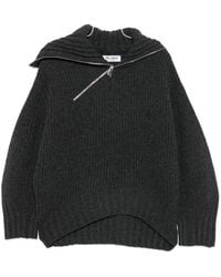 The Attico - Asymmetric-Zip Ribbed-Knit Sweater - Lyst